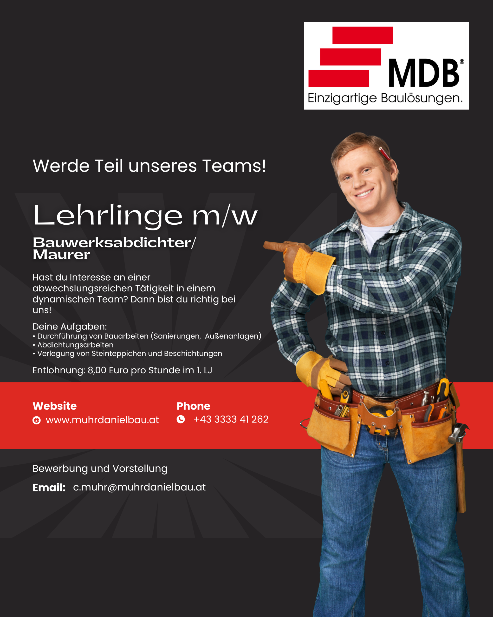 Lehrlinge gesucht Bauwerksabdichter - Maurer